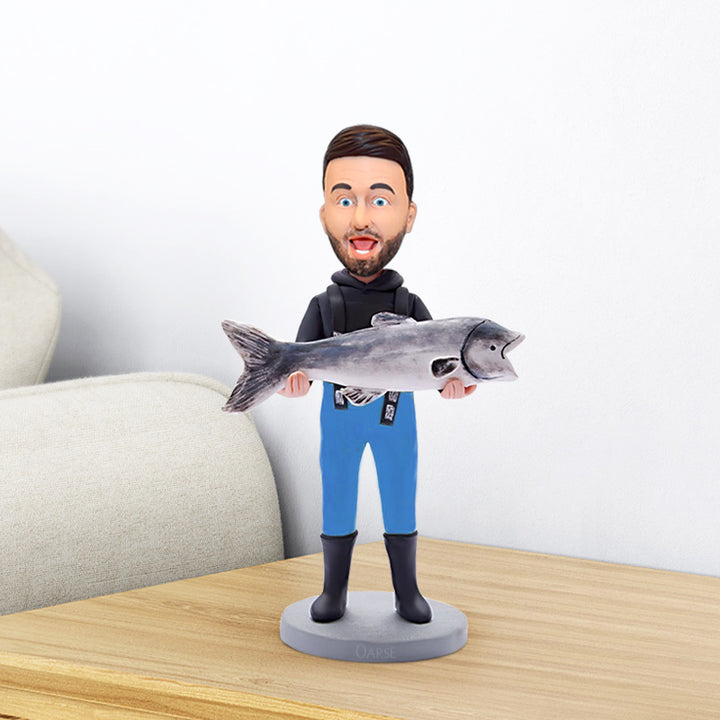 Create Your Own Bobblehead with Holding Fish, Father's Day Customized Bobblehead Gifts - OARSE