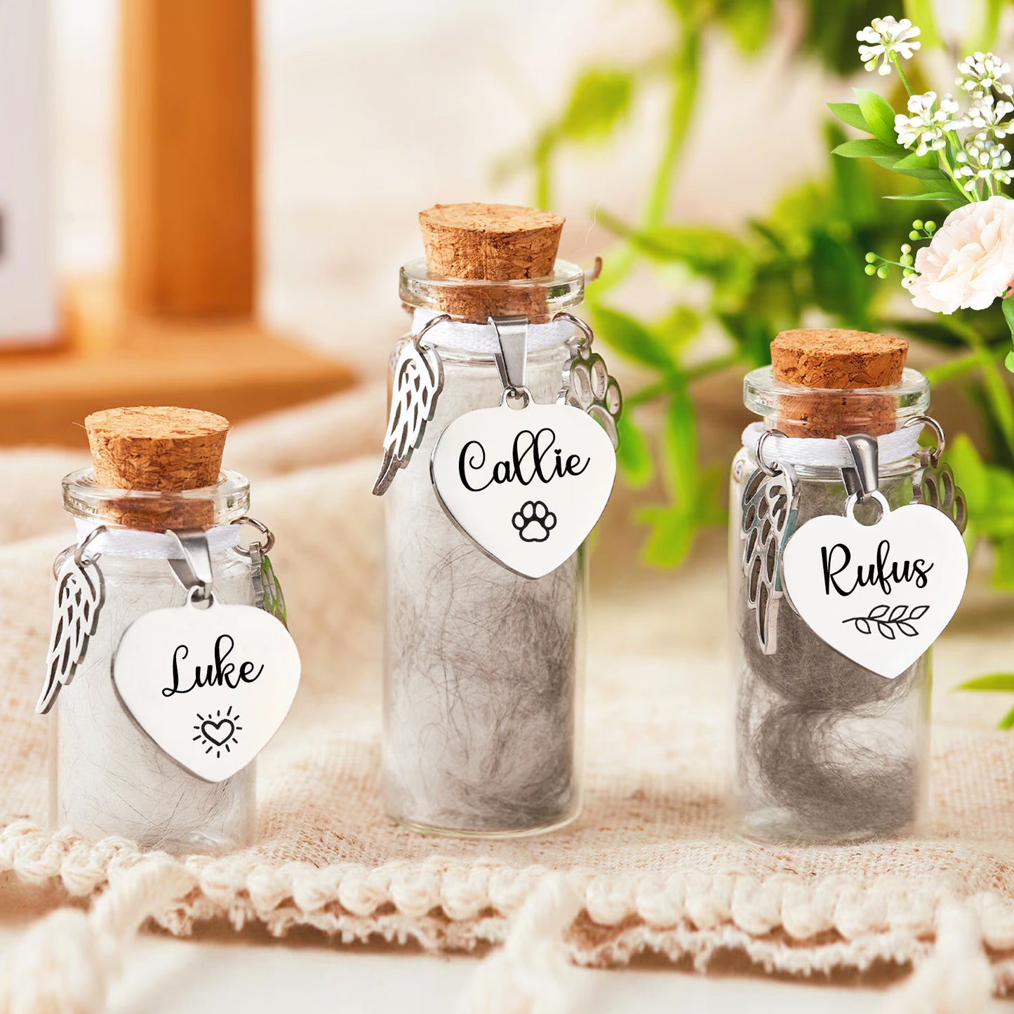 Custom Pet Fur Memorial Jar Personalized Dog Keepsake Urns for Ashes - OARSE