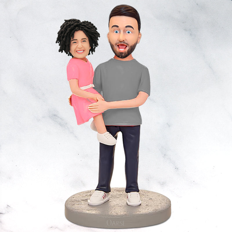 Father And Daughter Personalized Bobblehead Dolls, Custom Made Bobblehead Dolls - OARSE