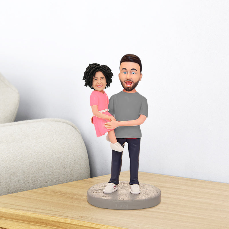Father And Daughter Personalized Bobblehead Dolls, Custom Made Bobblehead Dolls - OARSE