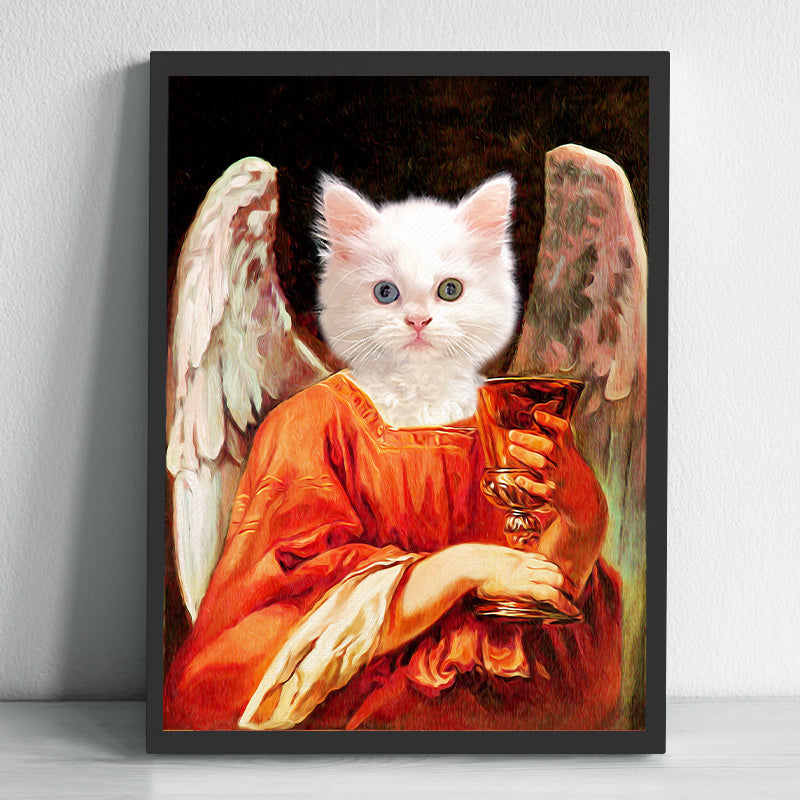Customized renaissance cat portrait with Photo Personalized Pet Canvas Art Angel Portrait - OARSE