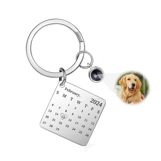 Custom Pet Memorial Keychain with Projection and Calendar - OARSE