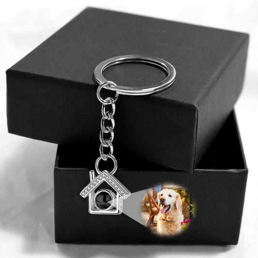 Custom Dog Photo Projection Keychain - House Shaped - OARSE
