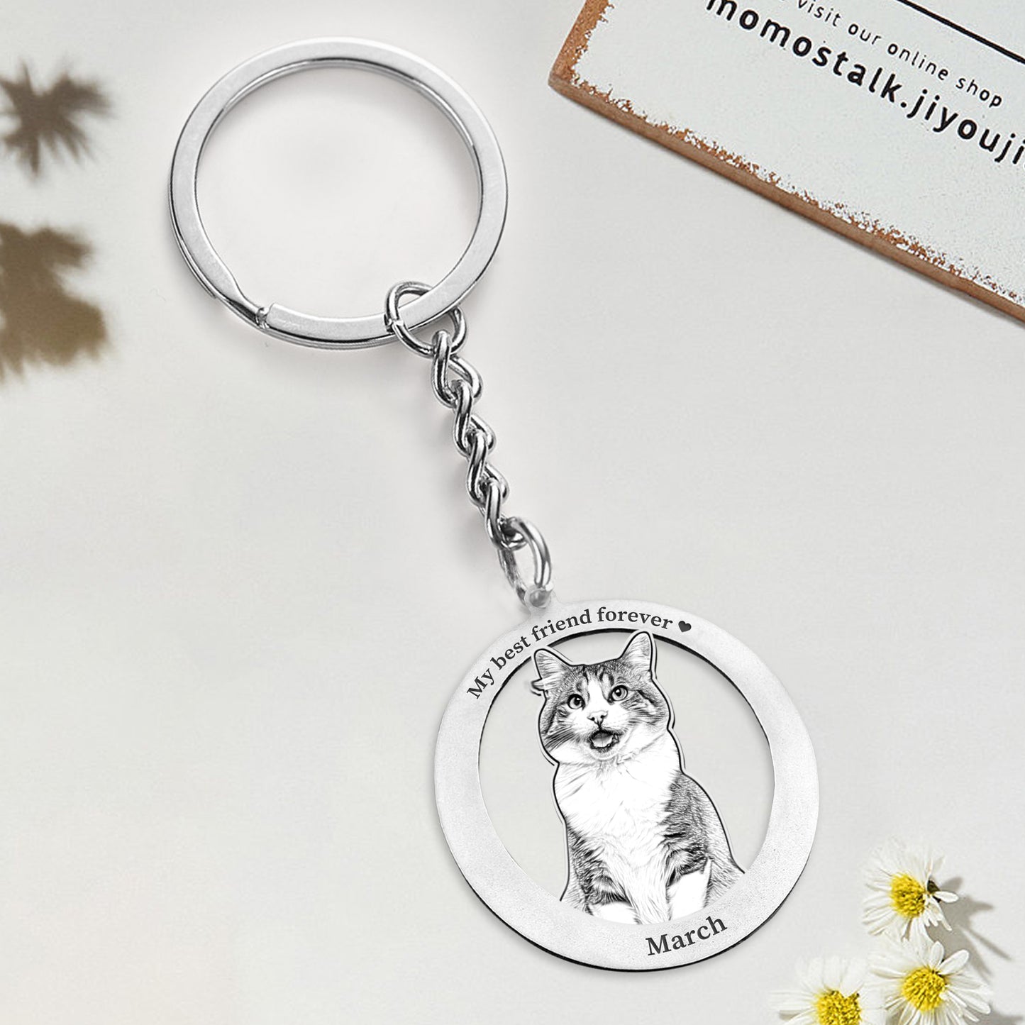 Custom Halo Pet Portrait Keychain with Name - OARSE