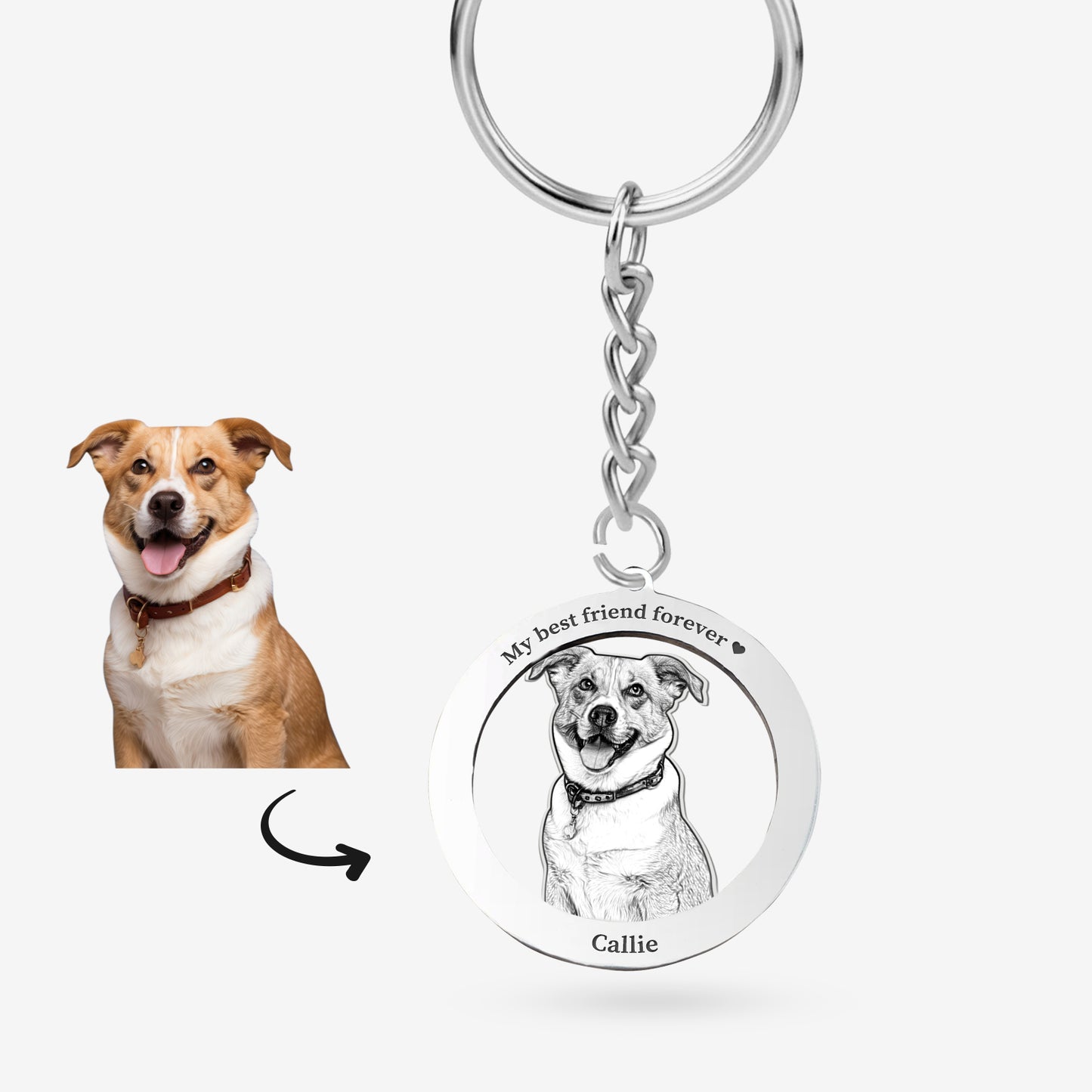 Custom Halo Pet Portrait Keychain with Name - OARSE