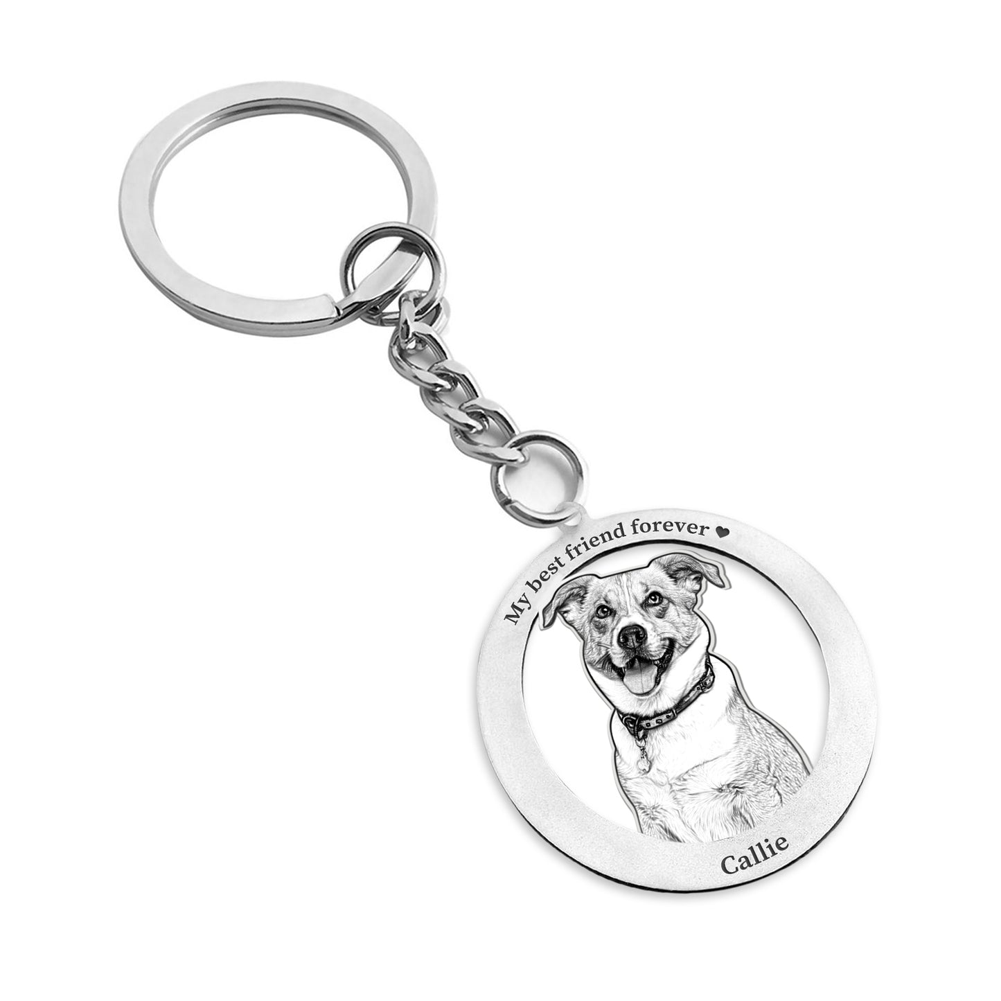 Custom Halo Pet Portrait Keychain with Name - OARSE