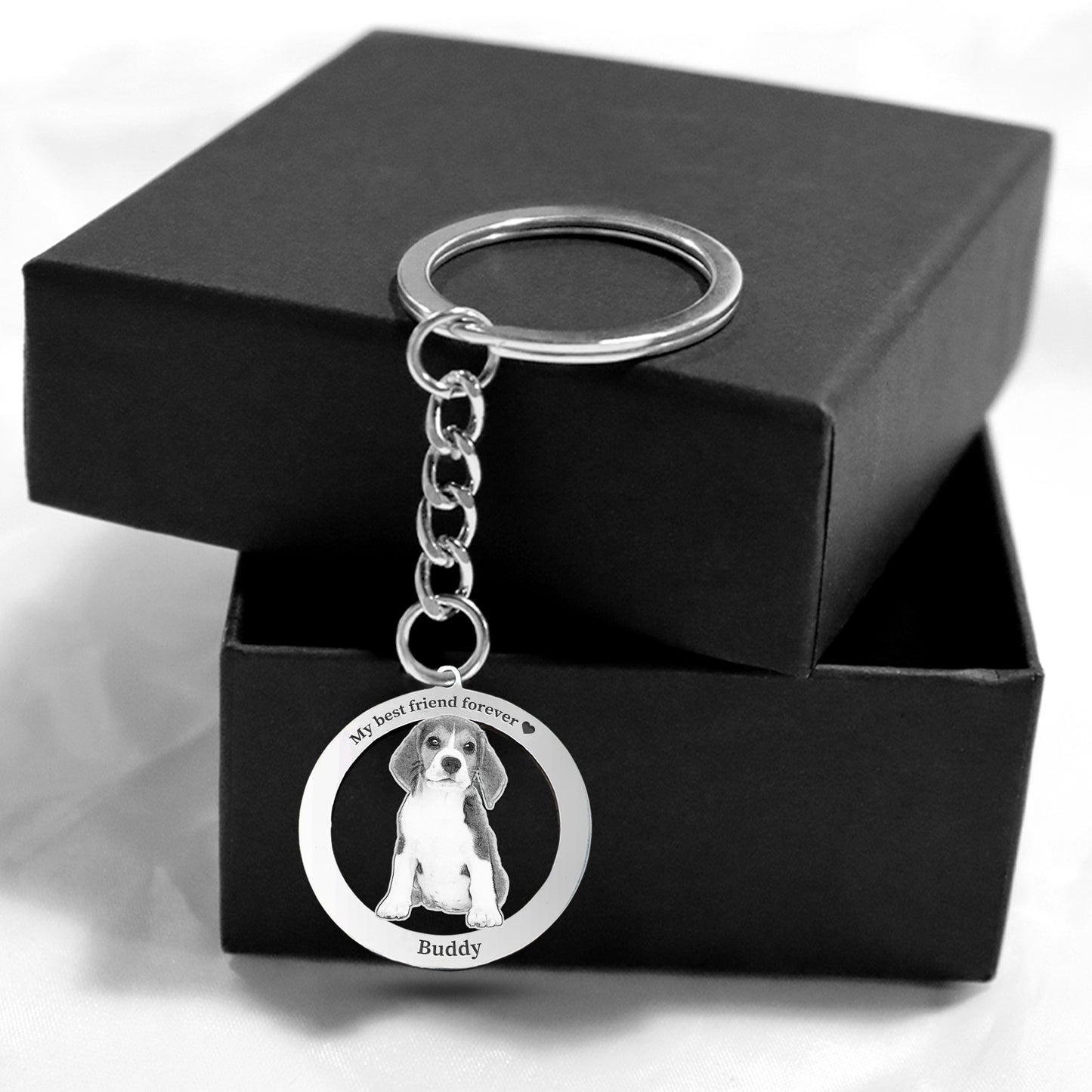 Custom Halo Pet Portrait Keychain with Name - OARSE