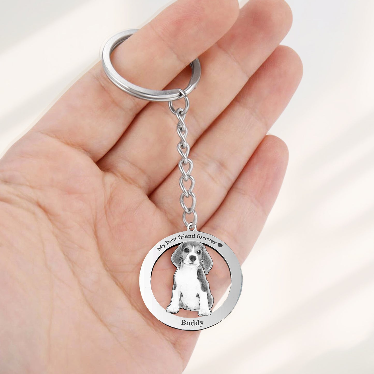 Custom Halo Pet Portrait Keychain with Name - OARSE