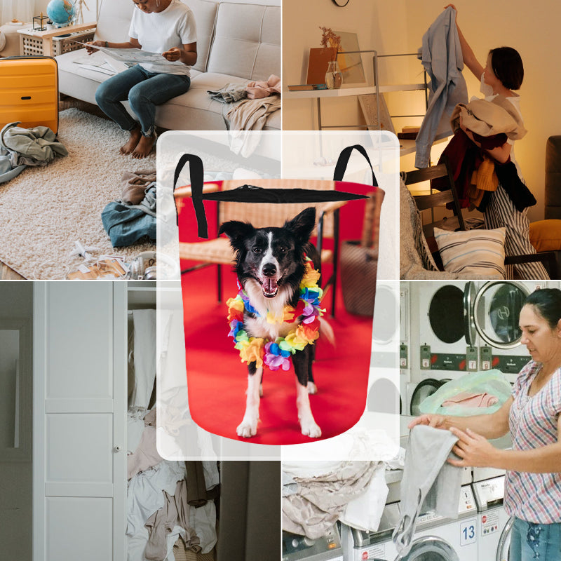 Custom Laundry Basket with Pet Photo Personalized Laundry Hamper for Cloth - OARSE