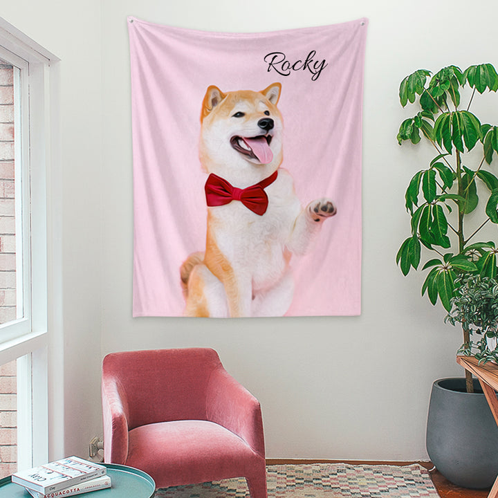 Custom Made Cat Tapestry Wall Hanging Personalized Memorial Dog Tapestry from Photo - OARSE