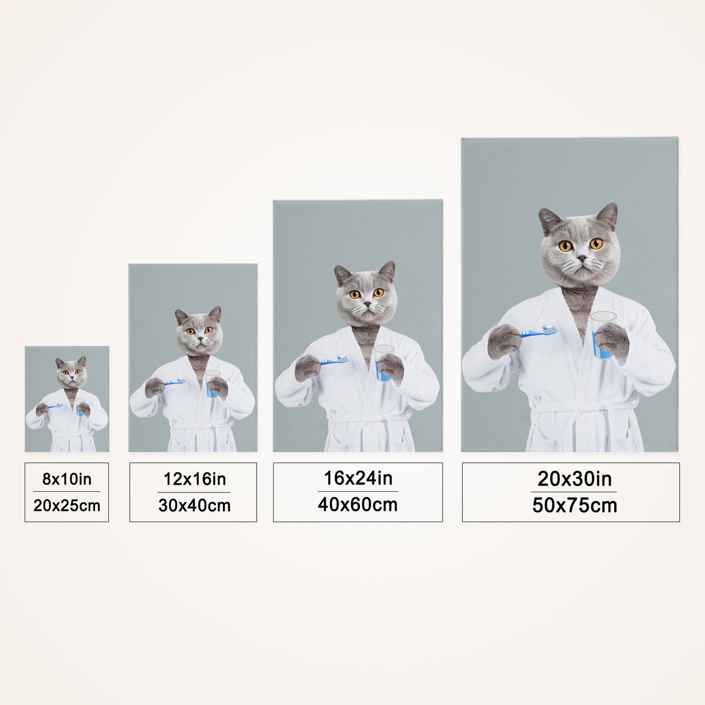 Custom Pet Canvas Personalized Bathrobe Dog Portraits Wall Art - OARSE