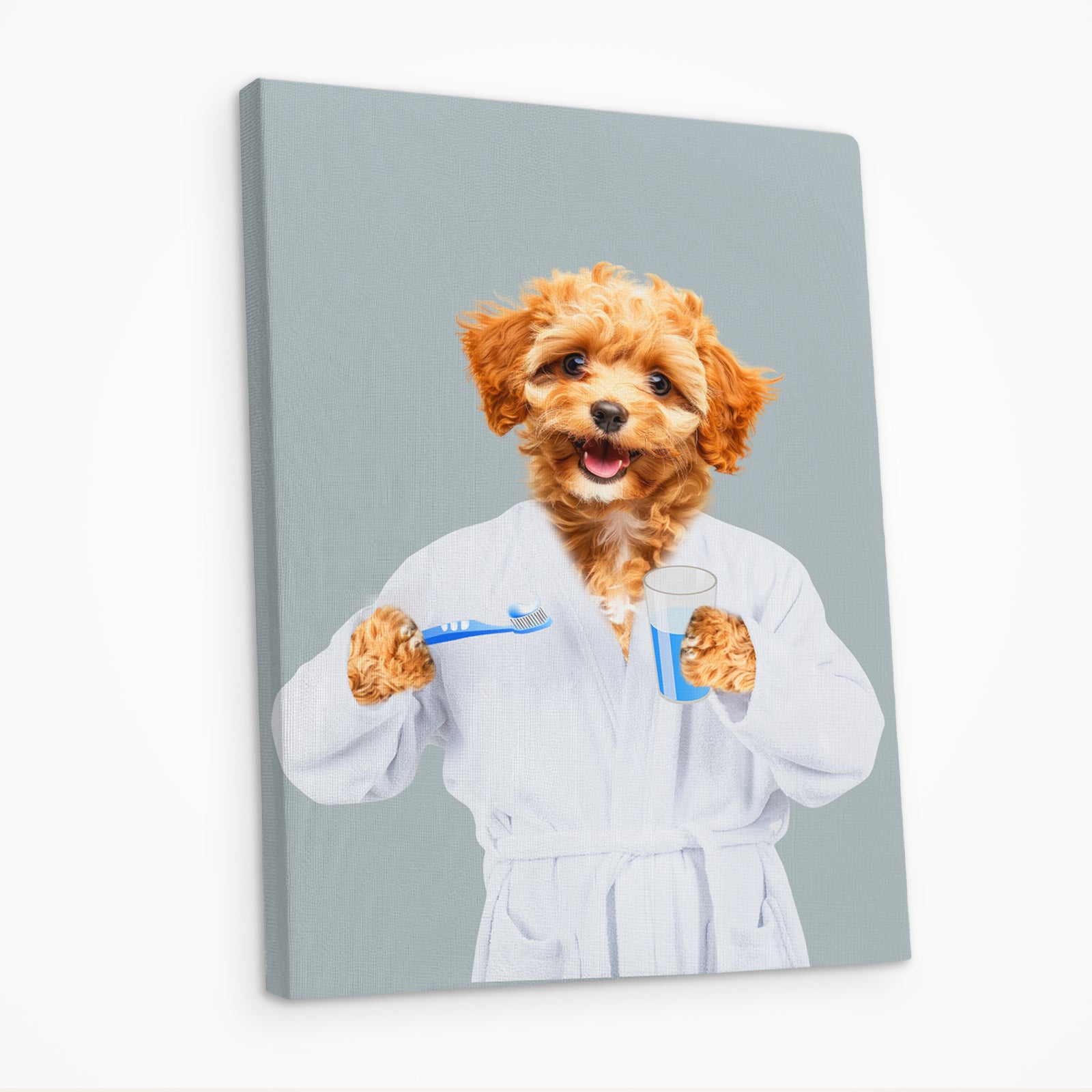 Custom Pet Canvas Personalized Bathrobe Dog Portraits Wall Art - OARSE