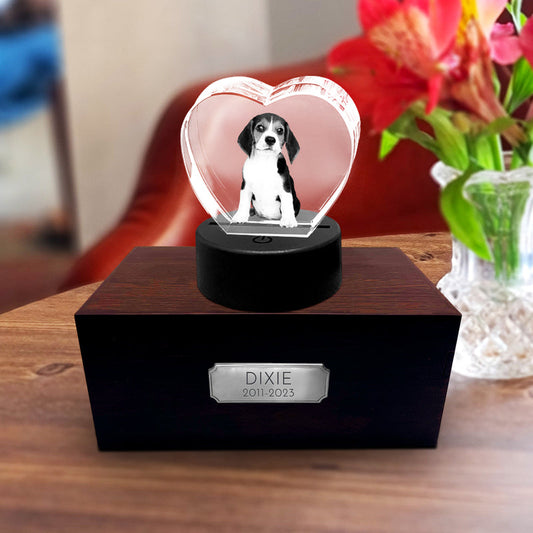 Custom Pet Memorial Urn Set with Engraved Crystal Photo - OARSE