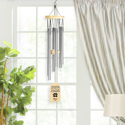 Custom Engraved Wind Chime with Name Personalized Pet Memorial Gift for Loss of Dog - OARSE