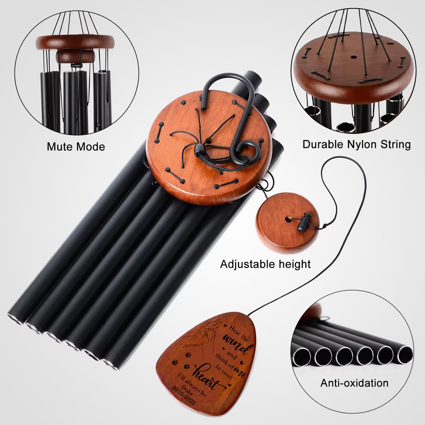 Custom Pet Memorial Wind Chime with Name Personalized Pet Sympathy Gift for Loss of Dog - OARSE