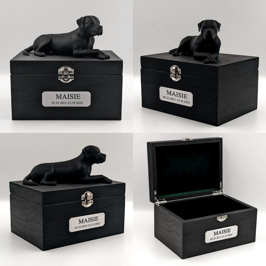 Custom Wood Pet Cremation Urns Personalized American Bulldog Ashes Box for Dogs - OARSE