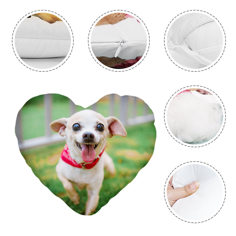 Customized Pet Heart Shaped Throw Pillow with Pet Portrait - OARSE