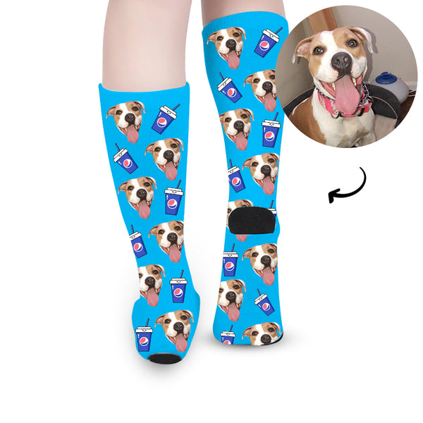 Custom Pet Drink Socks with Photo of Your Dog Personalized Face Socks for Memorial Gift - OARSE