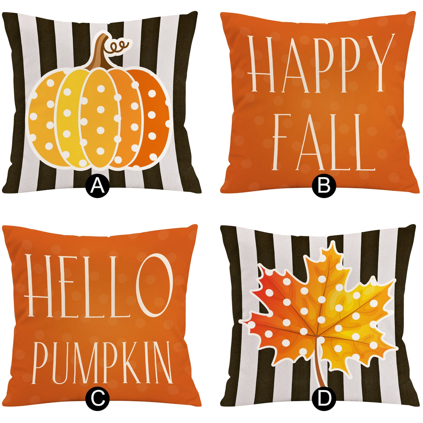 Happy Fall Themed Decorative Pillow, Cozy Pumpkin Pillows for Thanksgiving, Halloween - OARSE