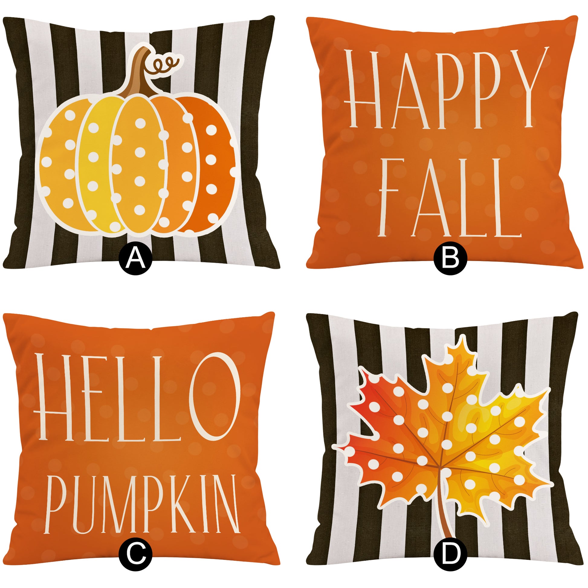 Happy Fall Themed Decorative Pillow, Cozy Pumpkin Pillows for Thanksgiving, Halloween - OARSE