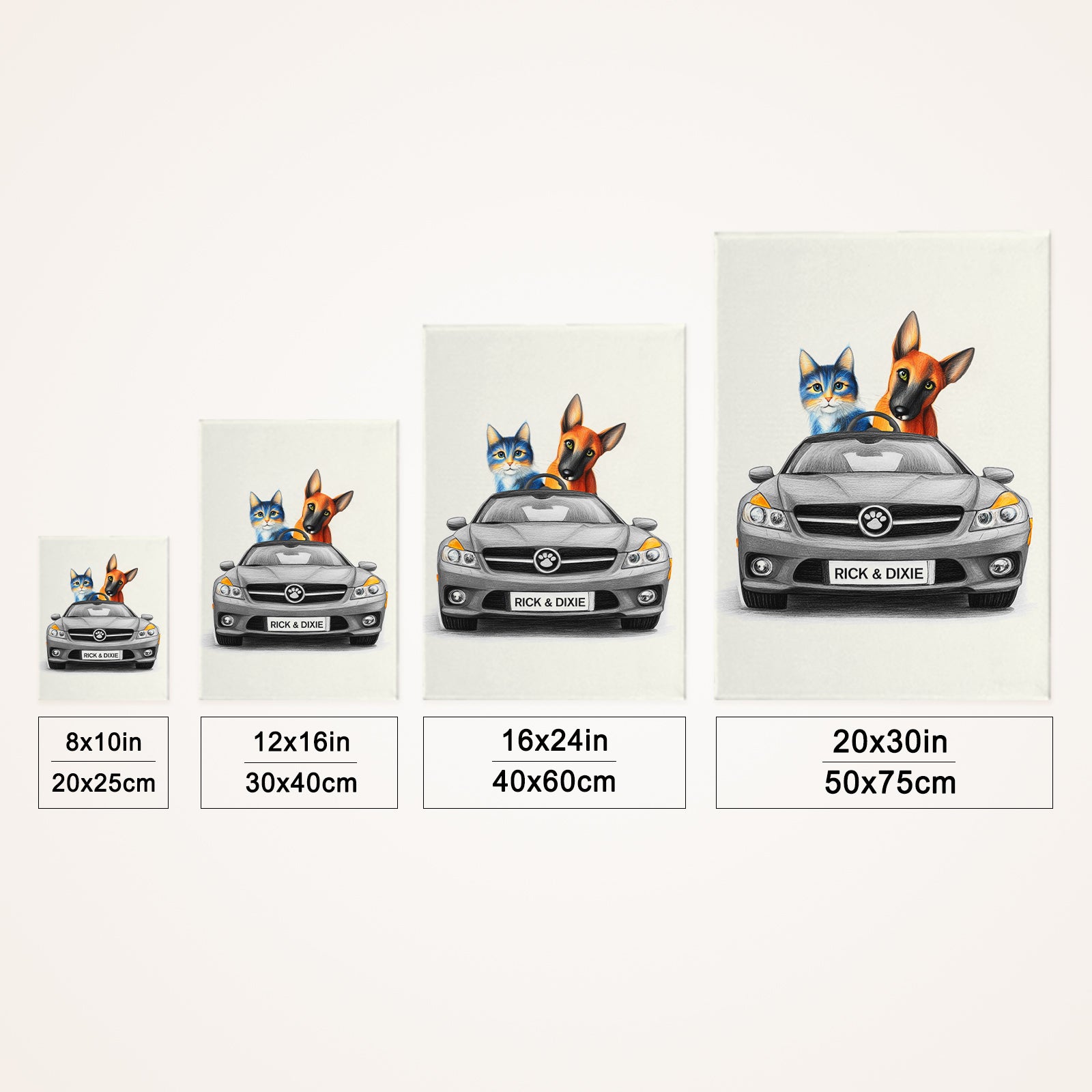 Luxury Car Personalized Pet Art Canvas from Photos - OARSE