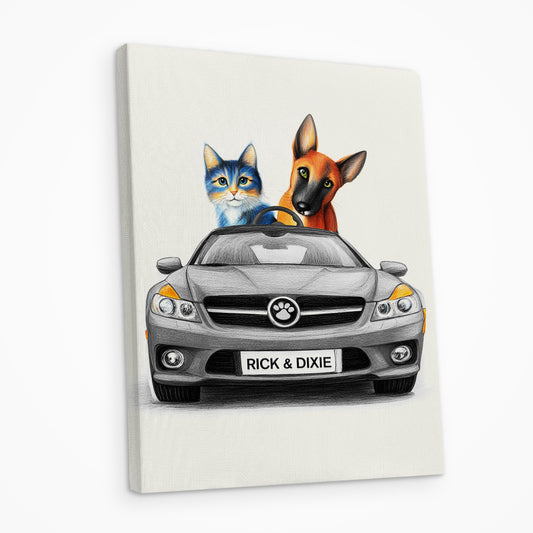 Luxury Car Personalized Pet Art Canvas from Photos - OARSE