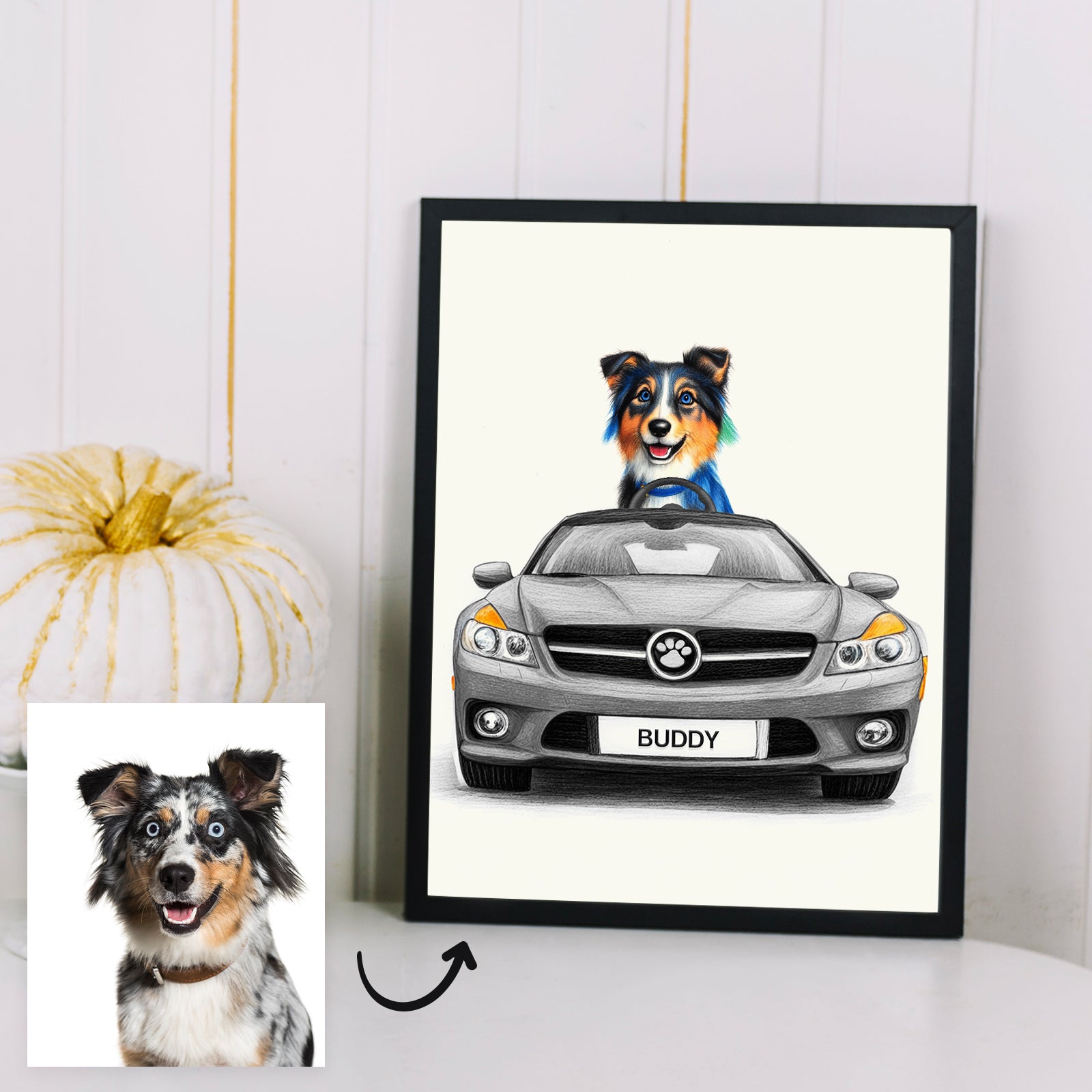 Luxury Car Personalized Pet Art Canvas from Photos - OARSE