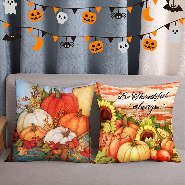 Cute Pumpkin Decorative Pillows Orange Halloween Pillow Set for Thanksgiving Gifts - OARSE
