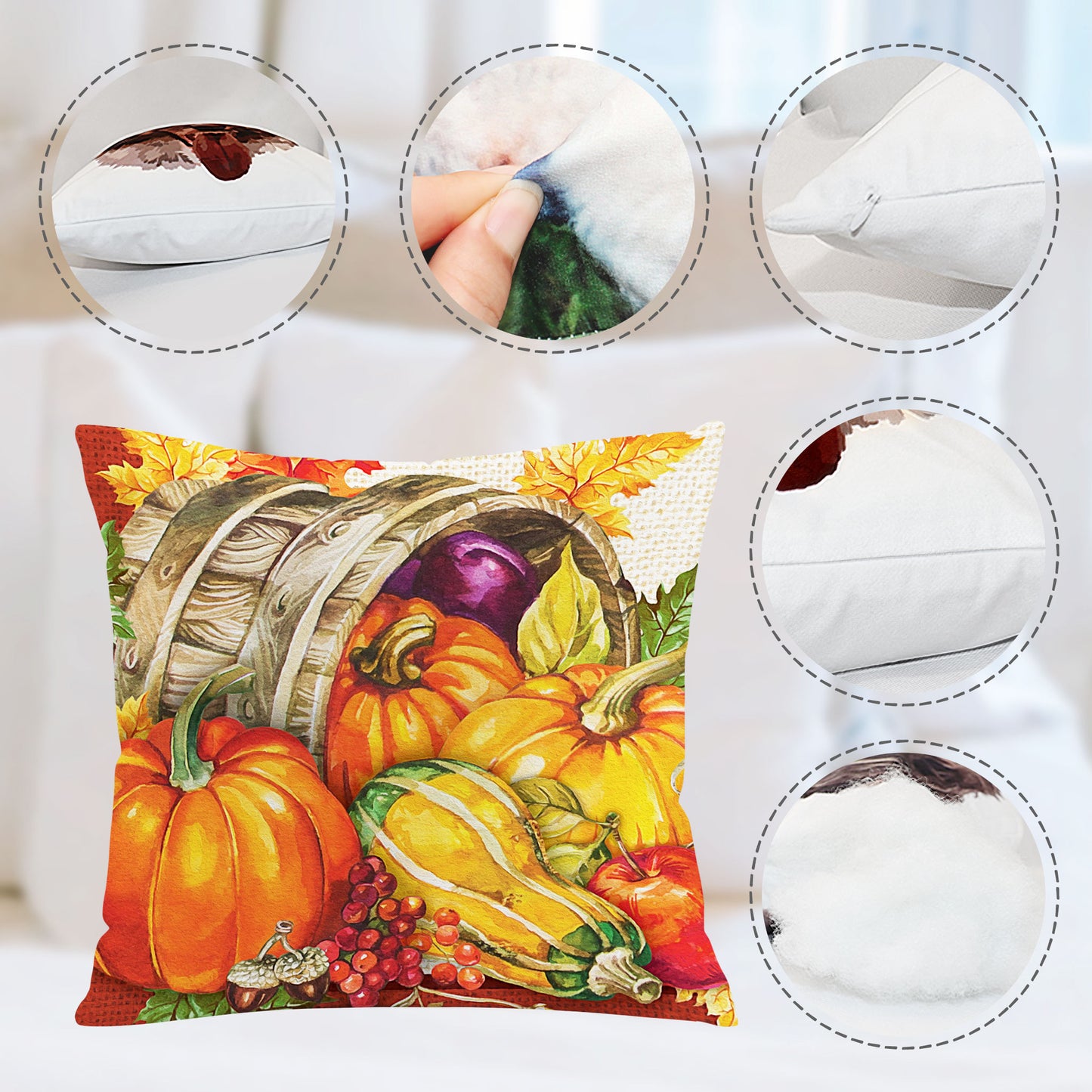 Cute Pumpkin Decorative Pillows Orange Halloween Pillow Set for Thanksgiving Gifts - OARSE