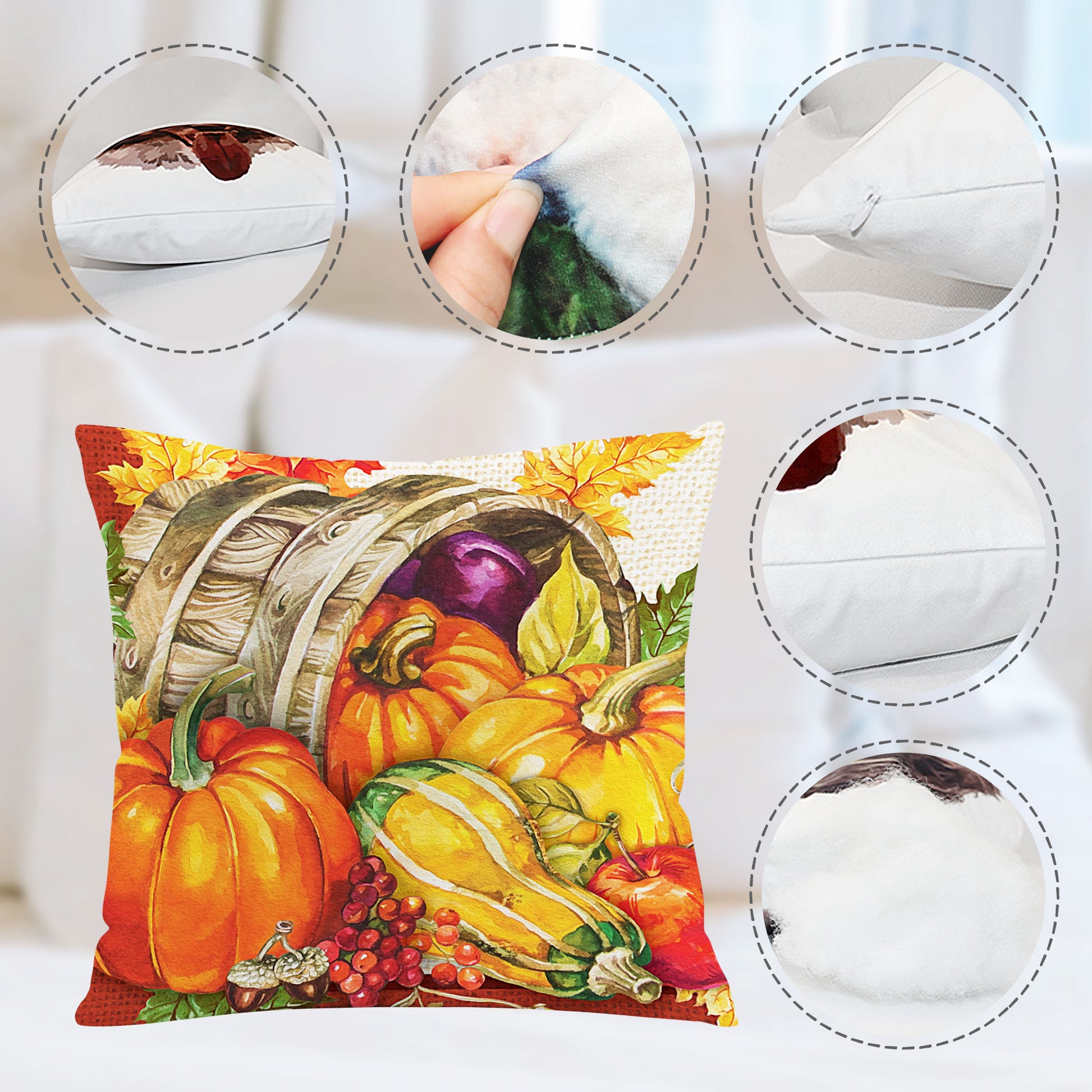Cute Pumpkin Decorative Pillows Orange Halloween Pillow Set for Thanksgiving Gifts - OARSE