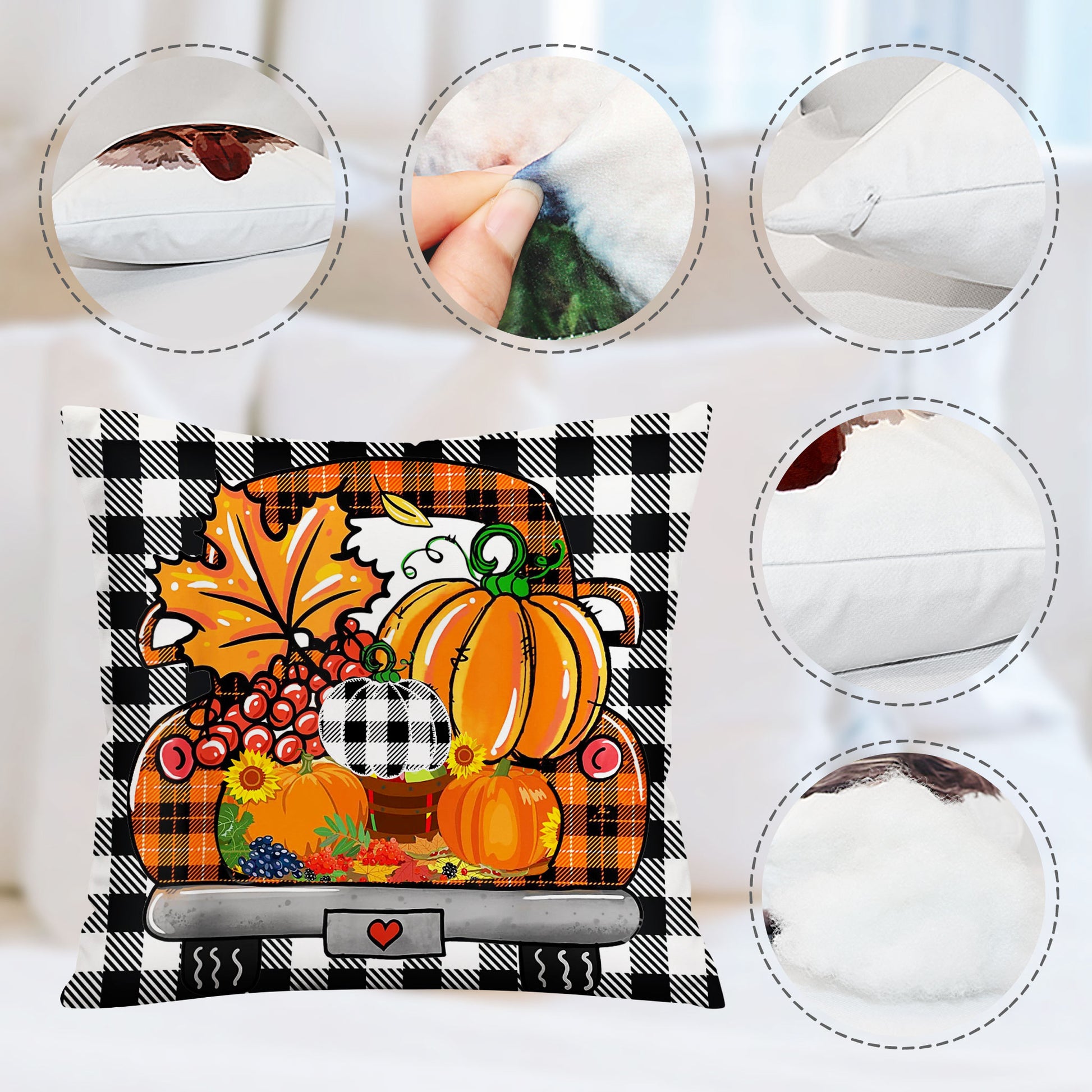 Orange Pumpkin Pillows Set Fall Harvest Decorative Pillows for Halloween Gift - OARSE
