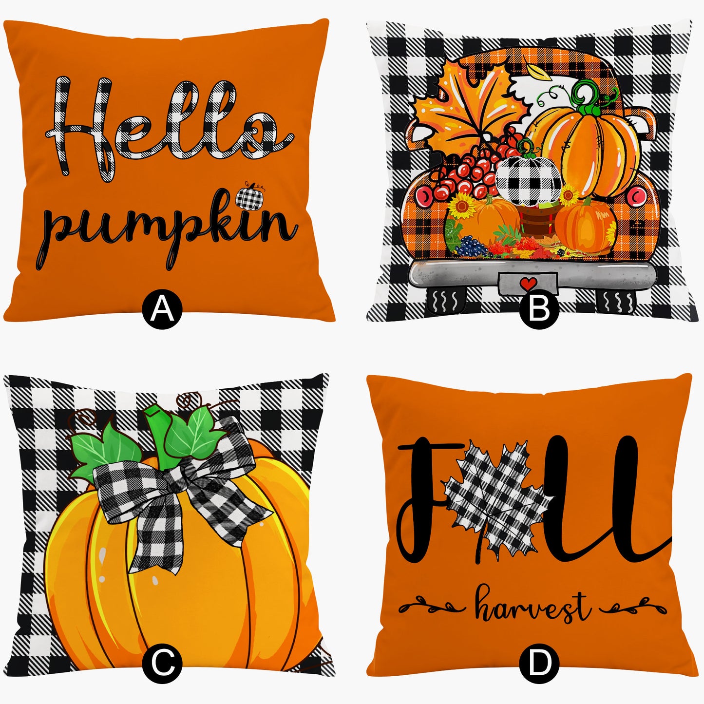 Orange Pumpkin Pillows Set Fall Harvest Decorative Pillows for Halloween Gift - OARSE