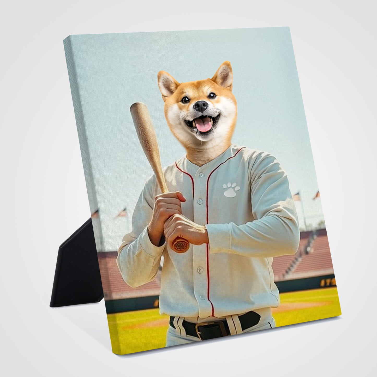 Personalized Desktop Pet Portrait Canvas - The Baseball Player - OARSE