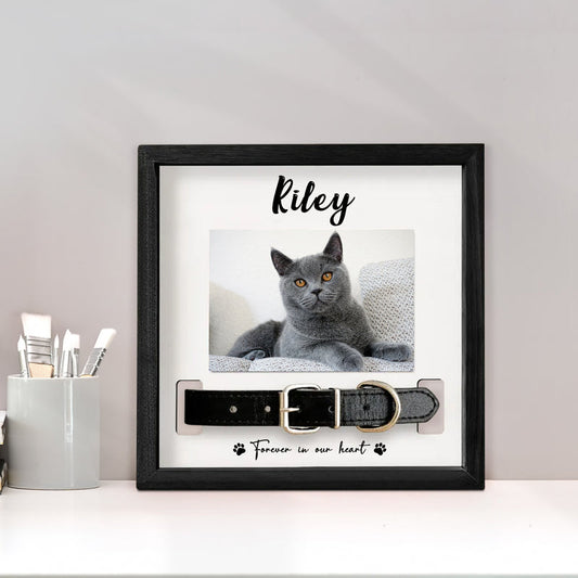 Personalized Dog Memorial Wood Frame with Collar Holder for Pet Loss - OARSE