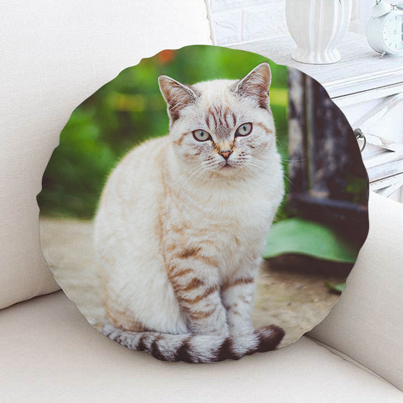 Custom Pet Picture Throw Pillows Personalized Dog Round Decorative Pillow - OARSE