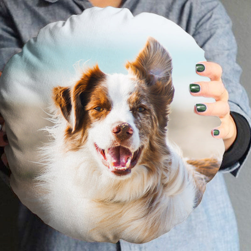 Custom Pet Picture Throw Pillows Personalized Dog Round Decorative Pillow - OARSE