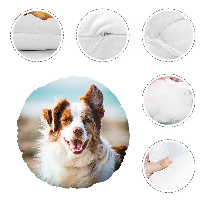 Custom Pet Picture Throw Pillows Personalized Dog Round Decorative Pillow - OARSE
