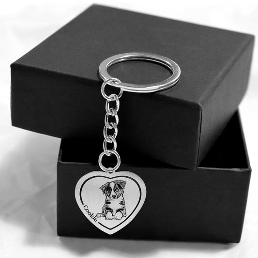 Personalized Heart Pet Photo Pendant Keychain with Name - OARSE