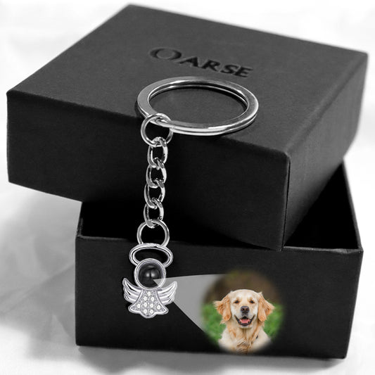 Personalized Pet Photo Projection Keychain - Angel - OARSE