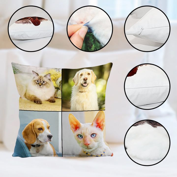 Personalized Pet Portrait Pillow Customized Square Travel Pillow - OARSE