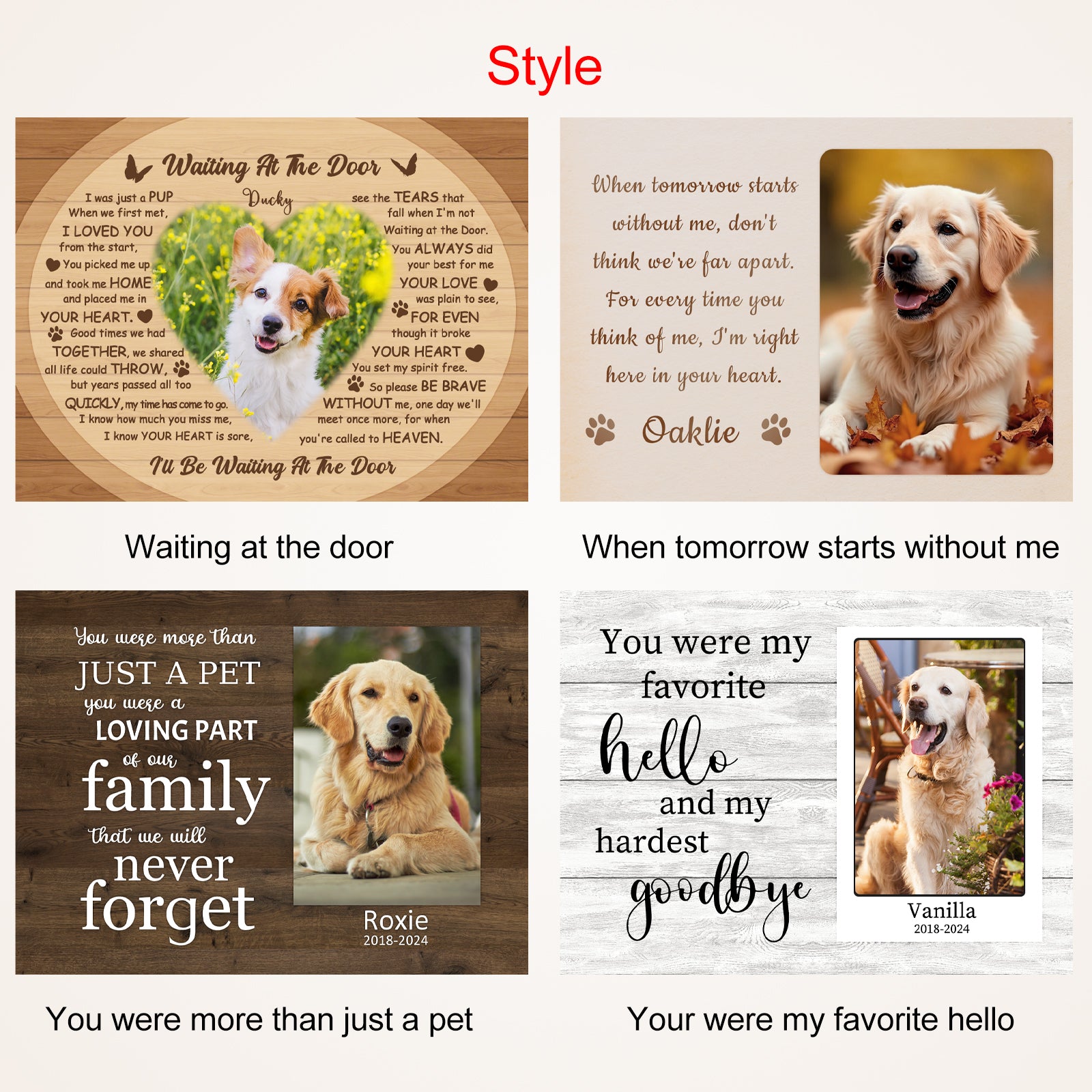 Custom Pet Memorial Canvas Print or Pet Remembrance Gift - OARSE