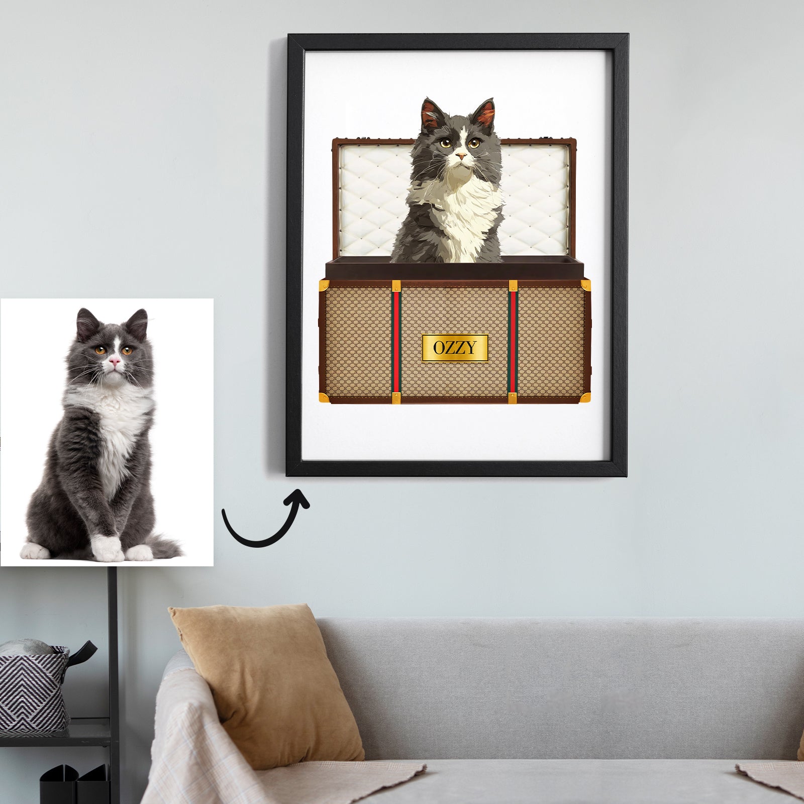 Personalized Travel-themed Pet Portrait Canvas with Photo - OARSE