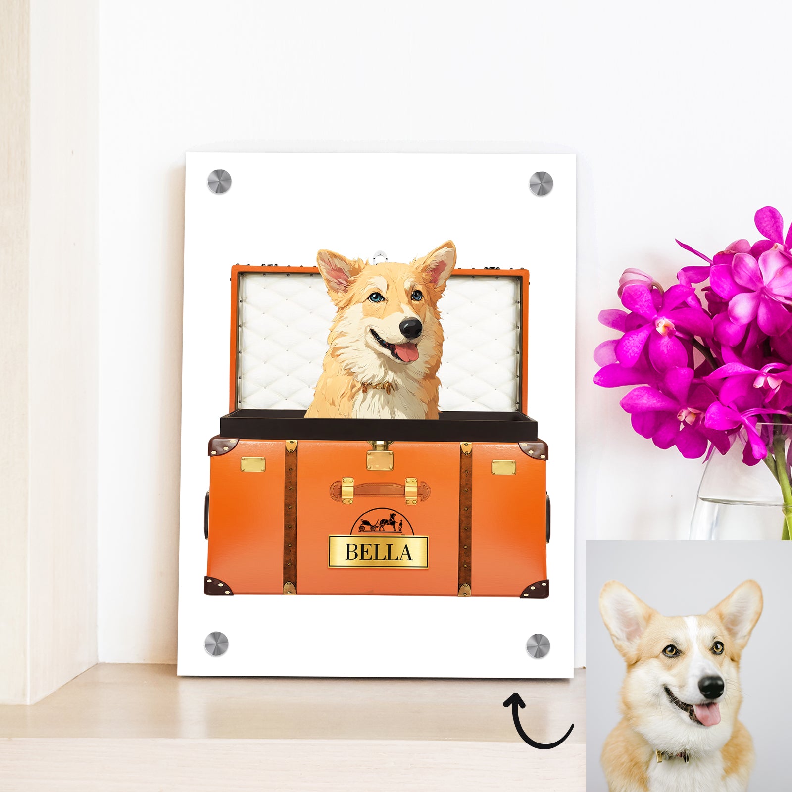Personalized Travel-themed Pet Portrait Canvas with Photo - OARSE