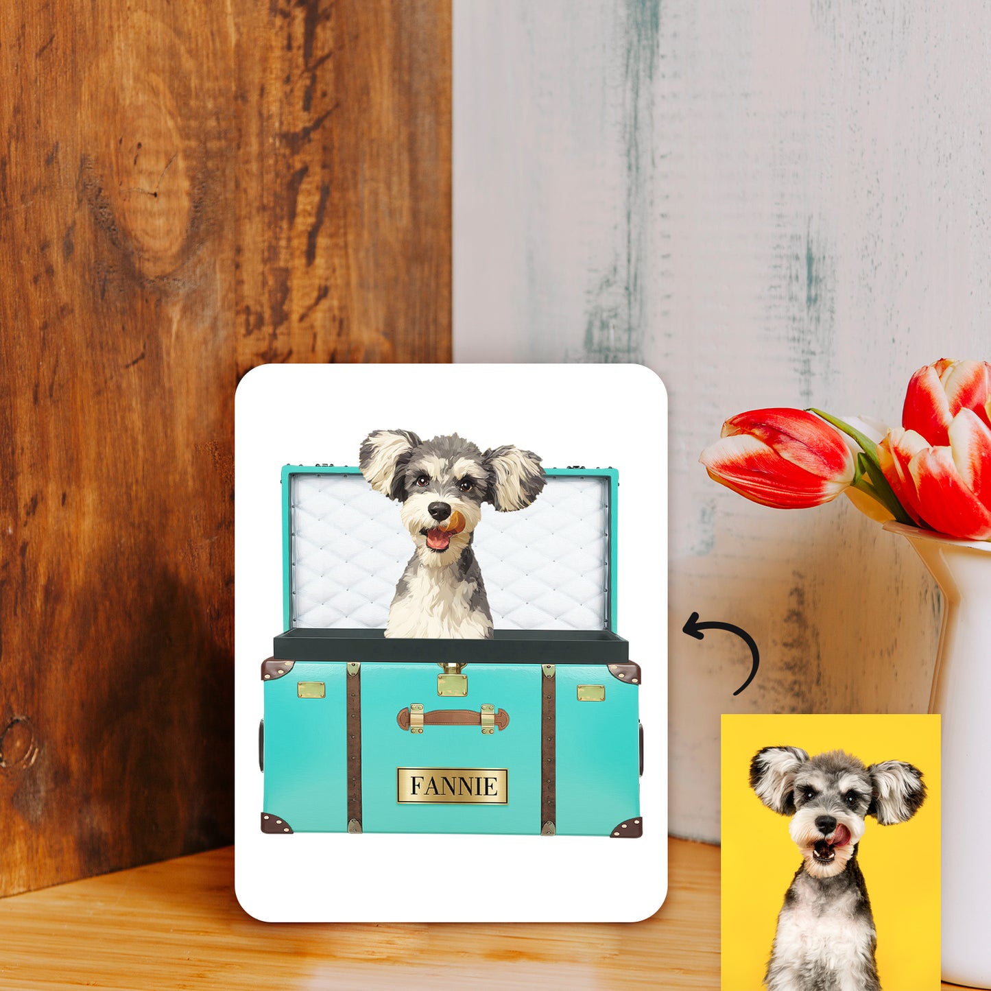 Personalized Travel-themed Pet Portrait Canvas with Photo - OARSE