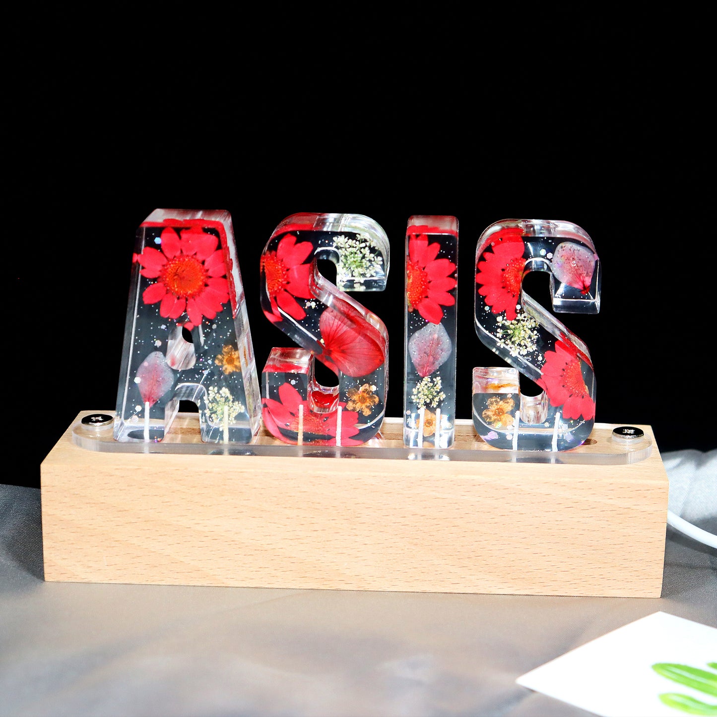 Personalized Dried Flower Resin Night Lamp for Home Lighting and Romantic Gifts - OARSE