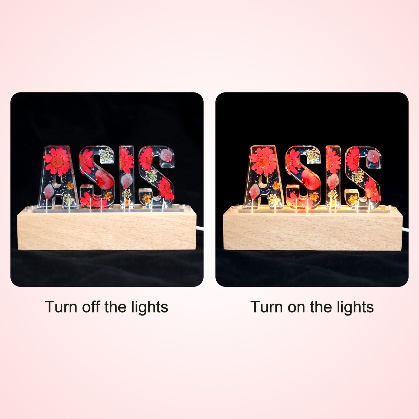 Personalized Dried Flower Resin Night Lamp for Home Lighting and Romantic Gifts - OARSE