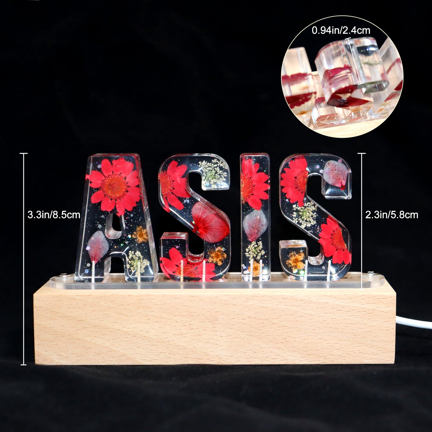 Personalized Dried Flower Resin Night Lamp for Home Lighting and Romantic Gifts - OARSE