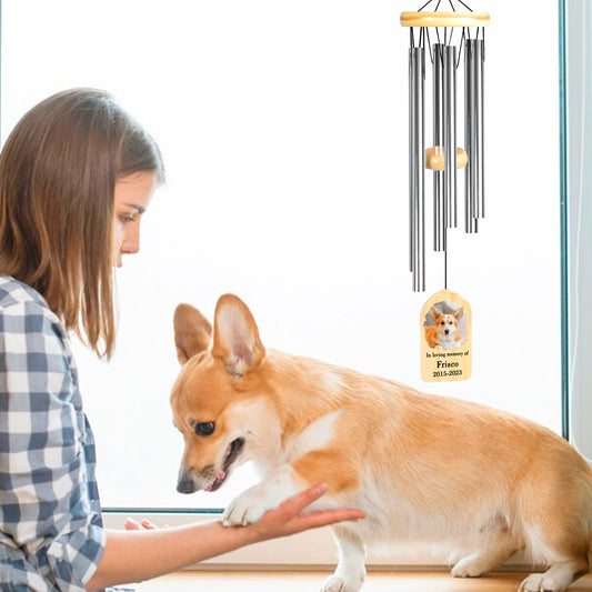 Personalized Pet Memorial Wind Chimes with Pictures for Loss of Dog - OARSE
