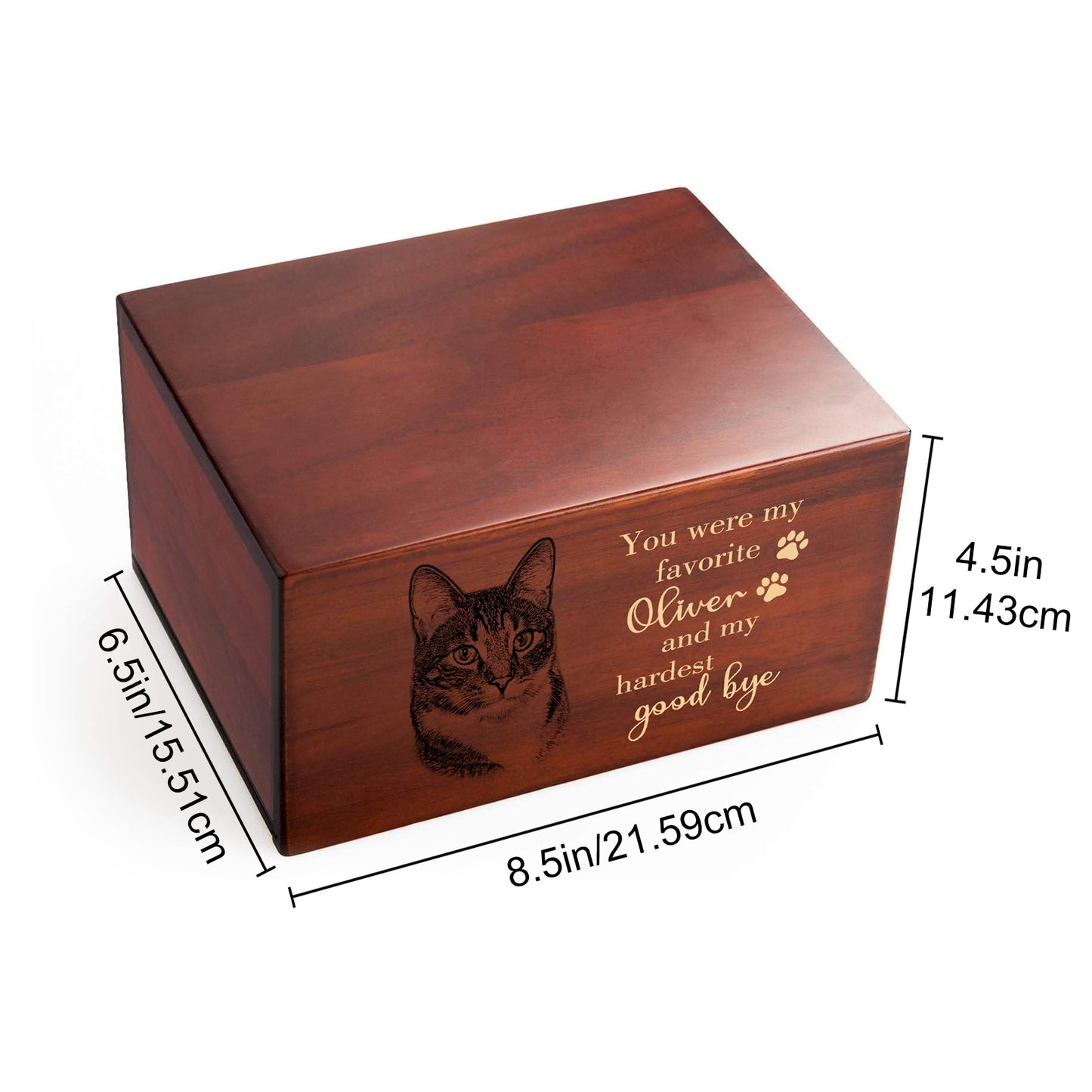 Personalized Photo Wooden Pet Urns For Ashes Box With Name Engraved - OARSE