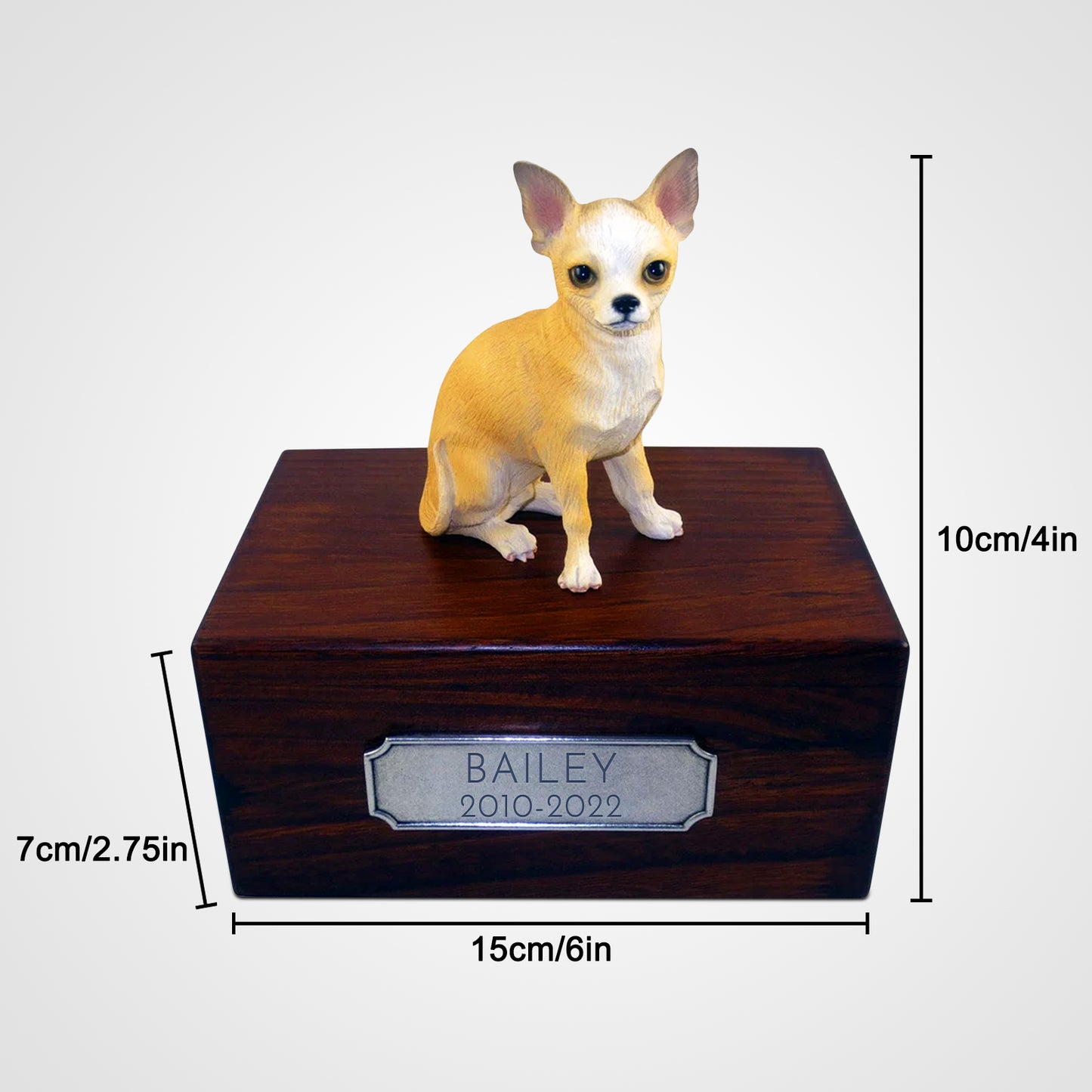 Personalized Wooden Chihuahua Ashes Boxes with Name Plate for Urn - OARSE